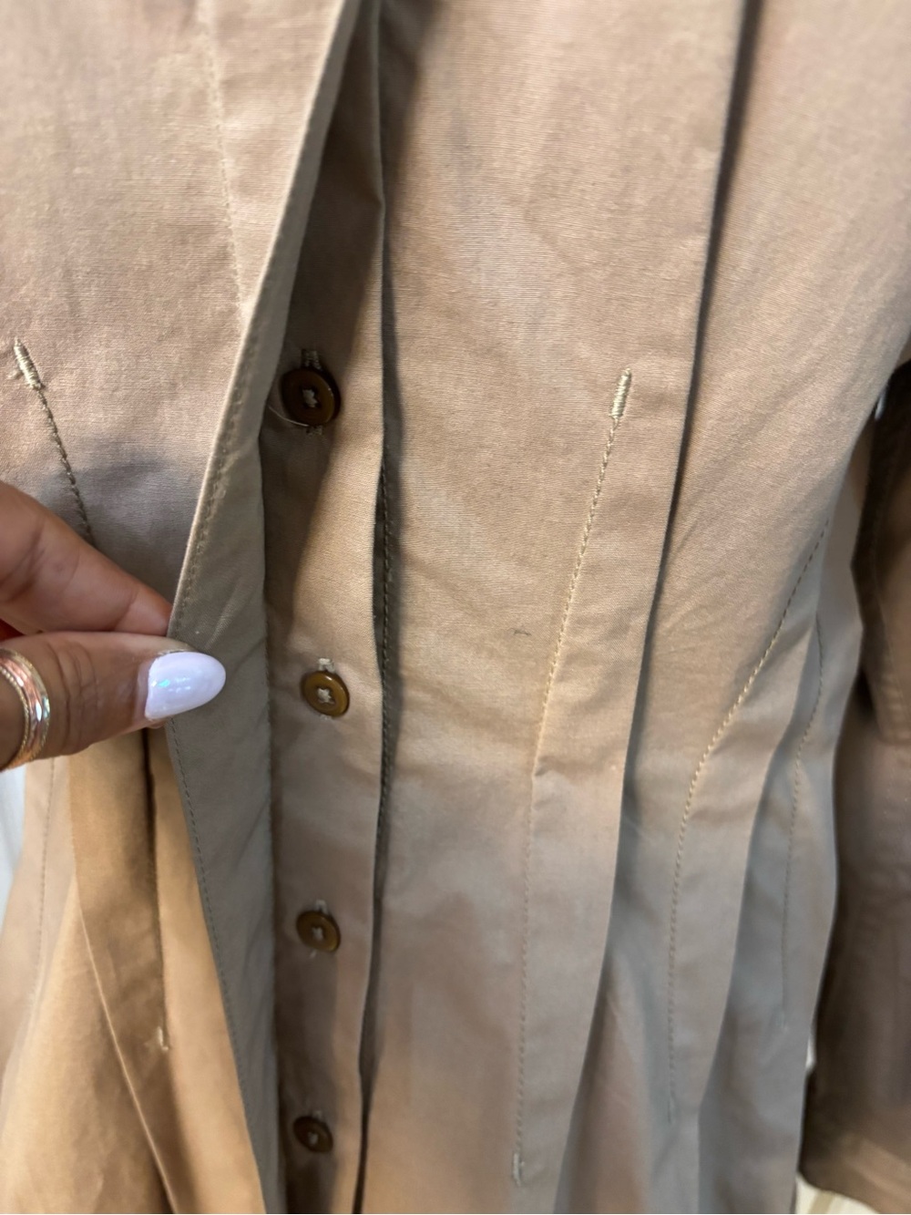 NWT Pilcro Anthropologie Taupe Corset Seam Midi Shirt Dress Large - Picture 5 of 10